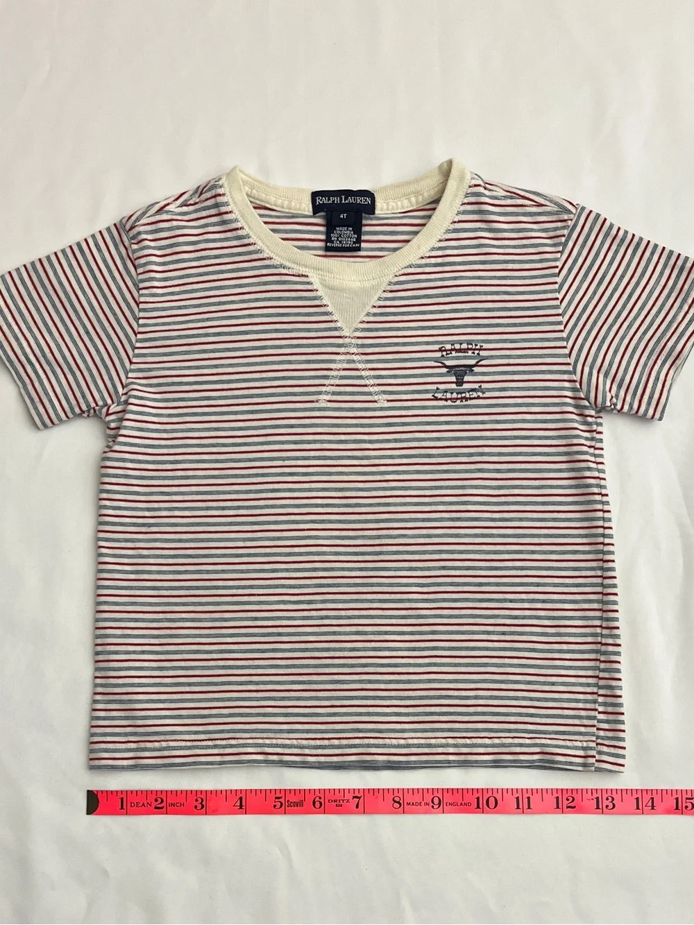 Ralph Lauren 90s Longhorn Micro Stripe Vintage T-Shirt 4T